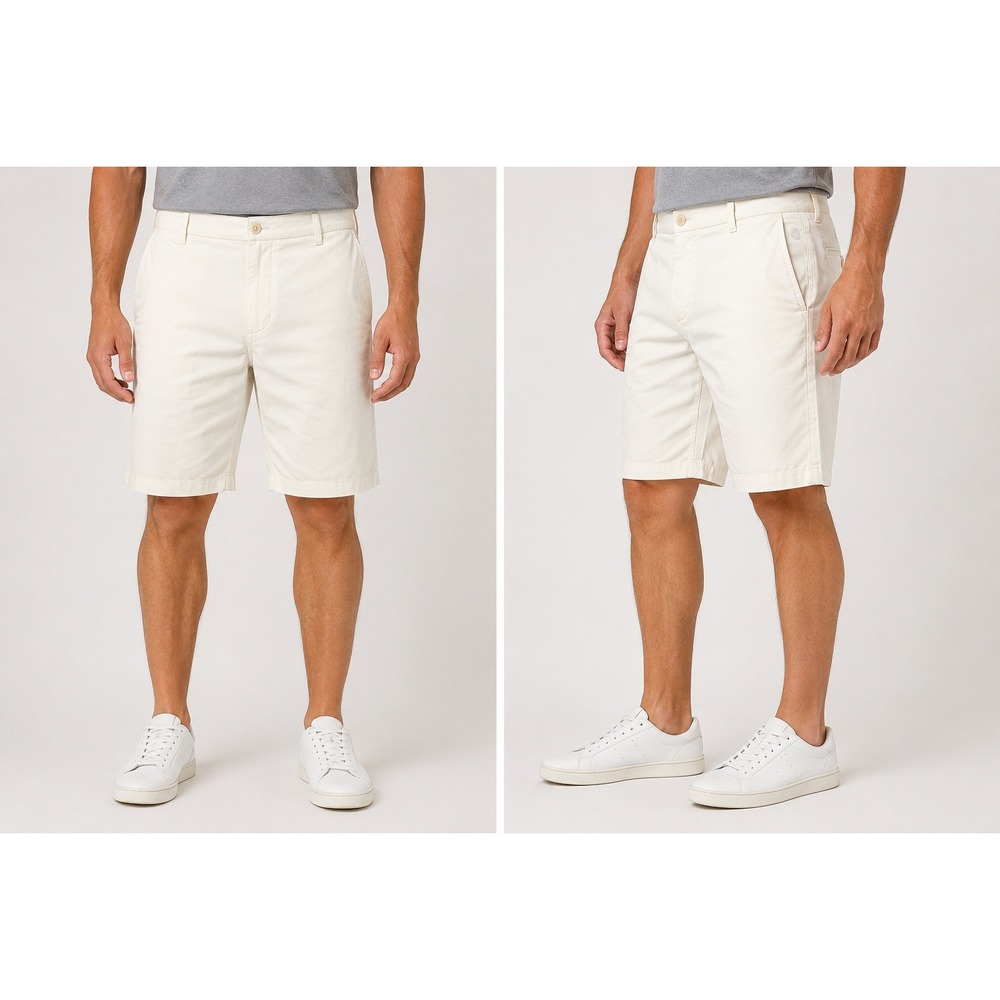 Tori Richard Mens Chino Shorts Size 40 Off White Cream Flat Front Stretch Casual
